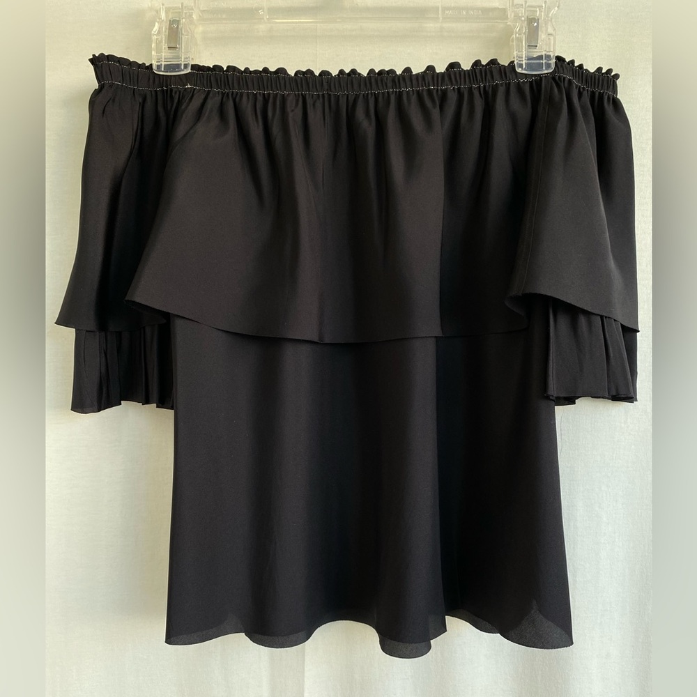 COPY - Off shoulder ruffle natural silk top